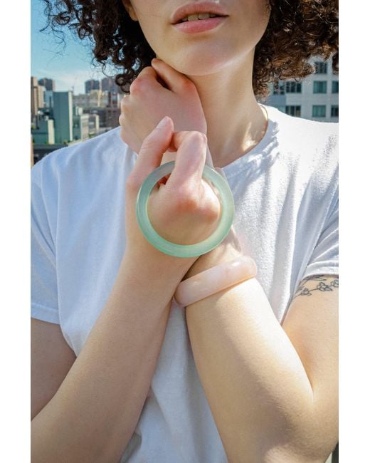 seree Blue Pond Cyan Skinny Round Jade Stone Bangle