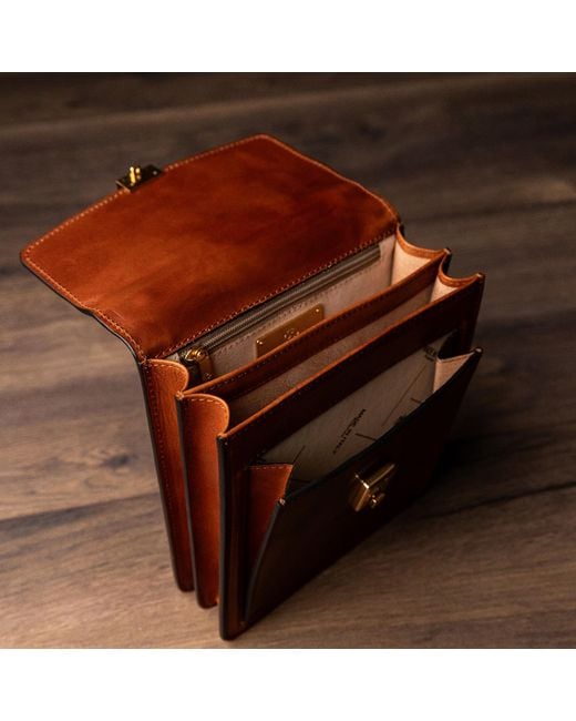 Time Resistance Brown Small Leather Briefcase For