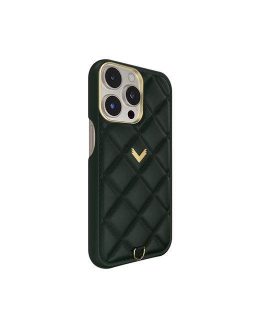 Velante Green Calf Leather Phone Case, Kanda Texture, Lock Edition, British