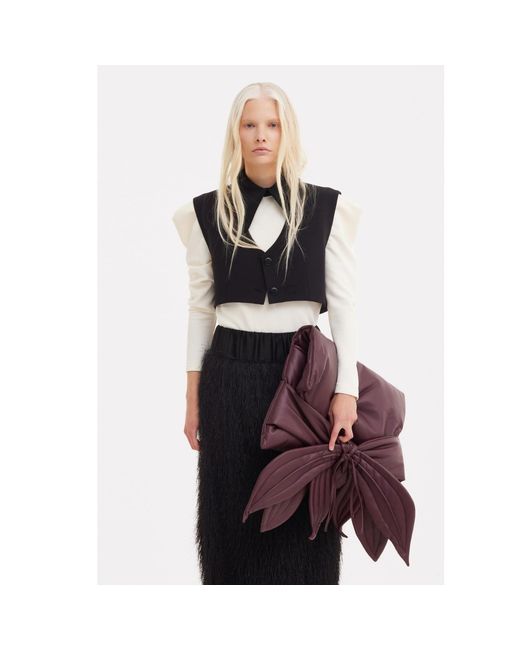 Julia Allert Black Cropped Button-Front Vest