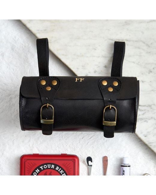 VIDA VIDA Blue Classic Leather Bike Saddle Bag for men