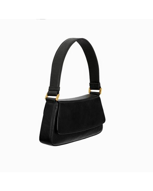 Time Resistance Black Leather Baguette Handbag For