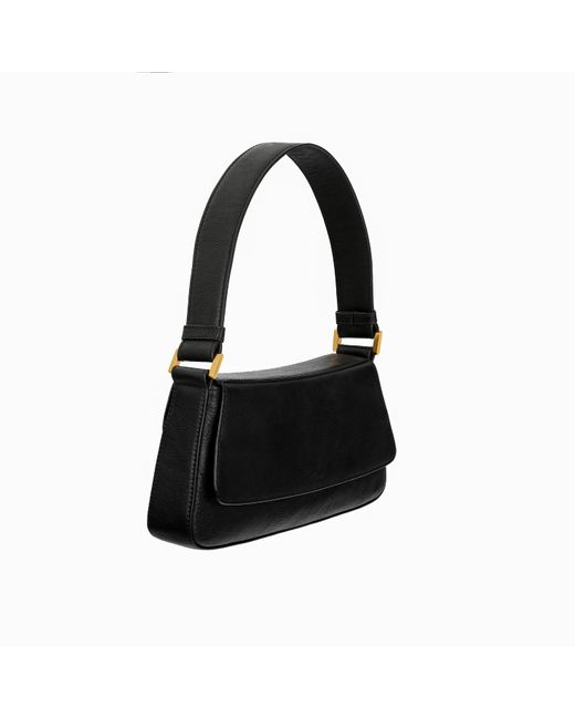 Time Resistance Black Leather Baguette Handbag For
