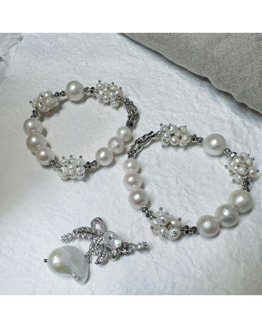Ninemoo Metallic Celestial Blossom Pearl Necklace