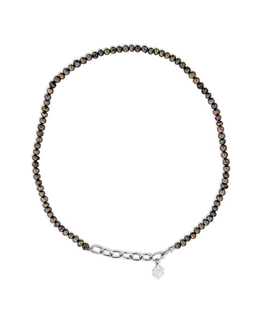 SALLY SKOUFIS Metallic New Moon Necklace With Natural Pearl