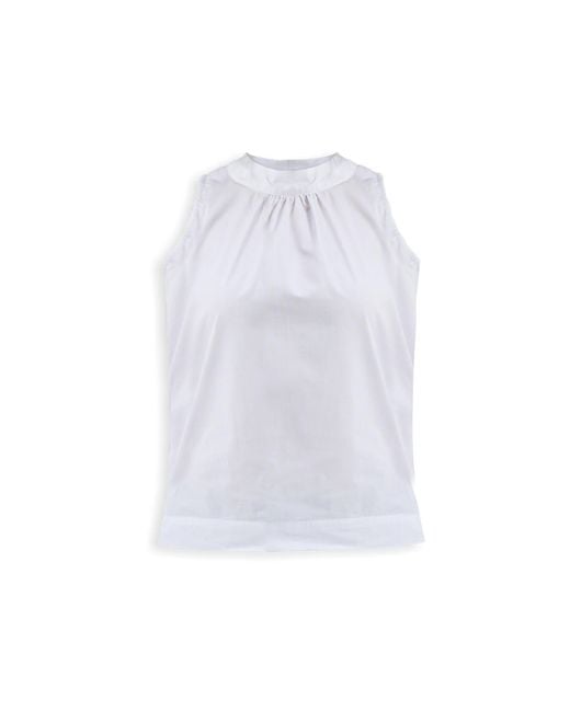 REISTOR White High-Neck Top With Gathers