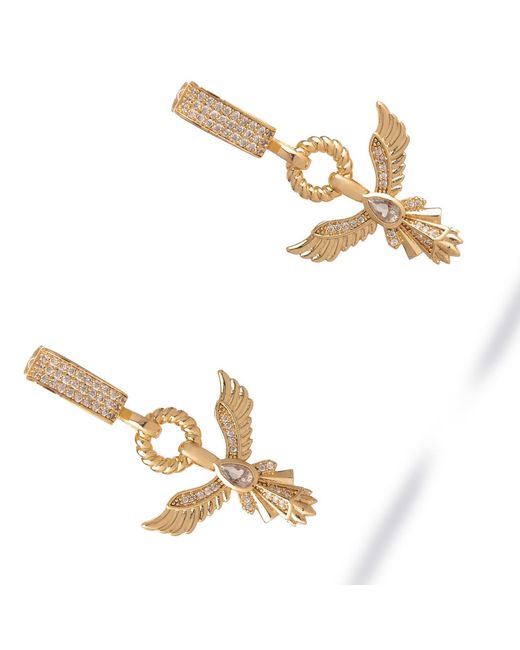 Ebru Jewelry Metallic Golden Phoenix Drop Earrings