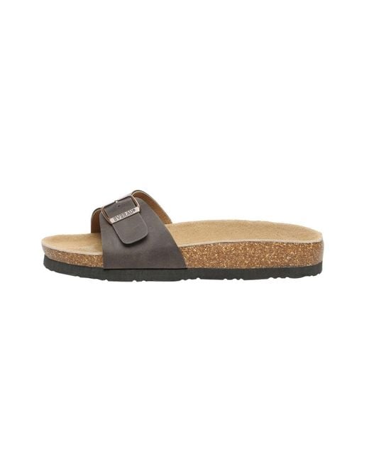 EverAu Australia Brown Swan Leather Easy Slip-On Sandals