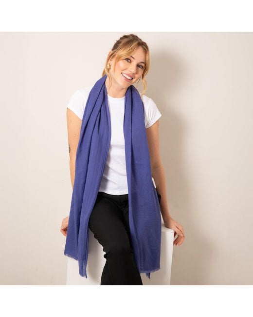 Alie Street London Blue Aurielle Silk Wool Scarf Future Dusk