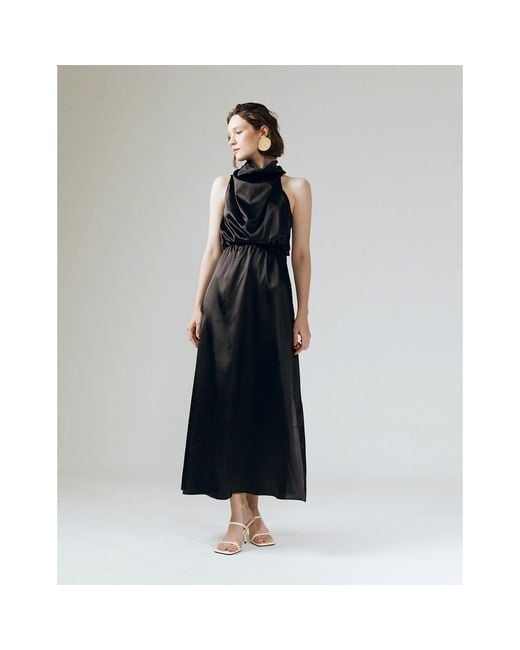 Ats the Label Black Amelia Ruffle Neck Dress