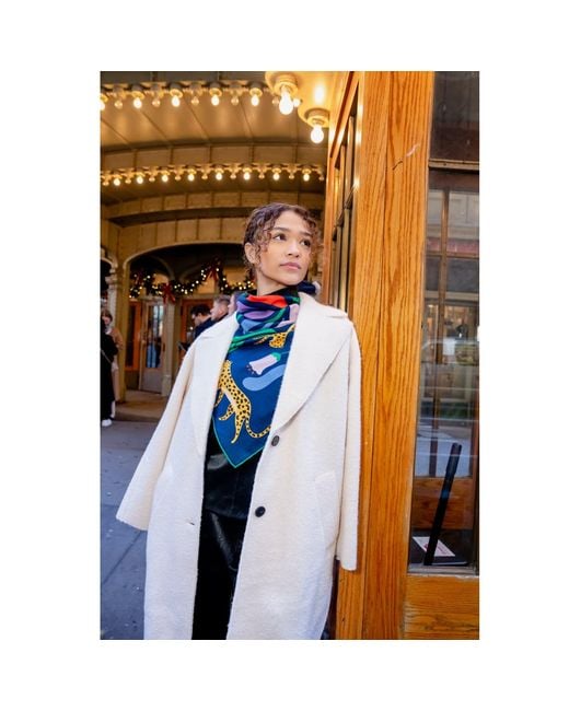 Jessie Zhao New York Green Double Sided Wool Silk Scarf Of Jungle Night