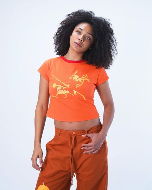 Lilia Munn Orange Cropped Graphic Tee – Organic Cotton