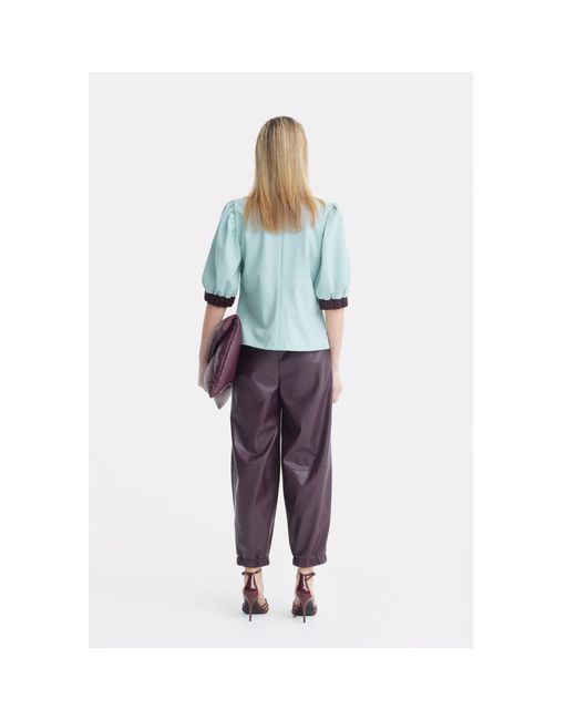 Julia Allert Blue Textured Short Sleeve Blouse