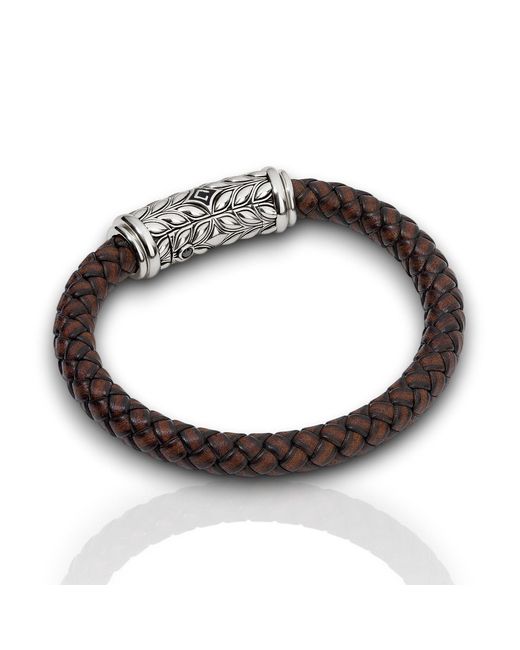 Daneila Léon Black Sterling Leather Bracelet With Diamonds for men