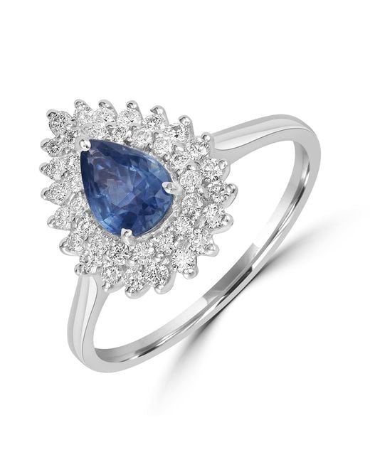 Artisan Blue Statement Ring With Pear-Cut Sapphire & Diamond