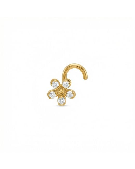Zahav Jewelry Metallic 14K Solid 20G Flower Cz Nose Stud