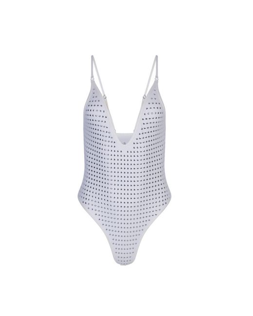 The Delarose Sisters Blue Ninety Five Studded Plunge One-Piece