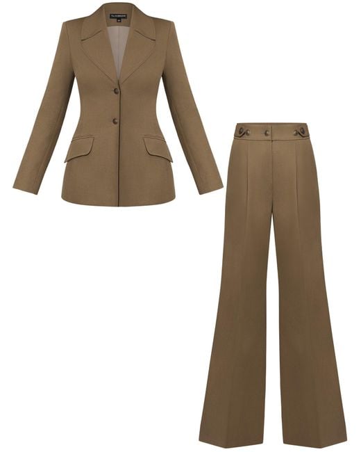 Tia Dorraine Natural Single-Breasted Blazer & Trousers Linen Set