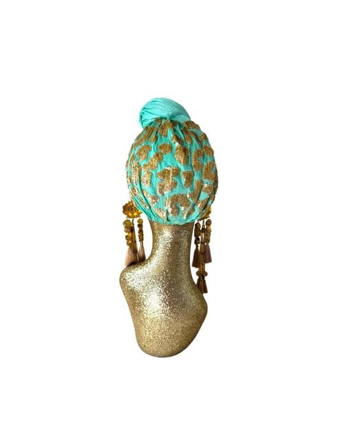 Julia Clancey Green Jade Edith Hotty Dream Leopard Sequin Turban