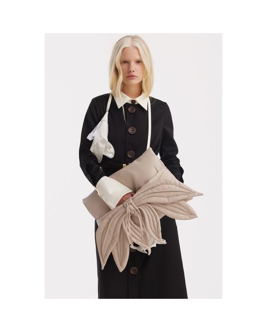 Julia Allert Natural Neutrals Petal Faux Leather Evening Clutch Bag