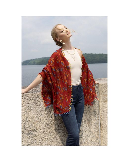 Saachi Red Atalia Multi Floral Scarf