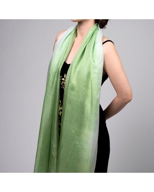 Silk and Bears Green To Ombre Mulberry Silk Scarf – Handmade & Hand-Dyed
