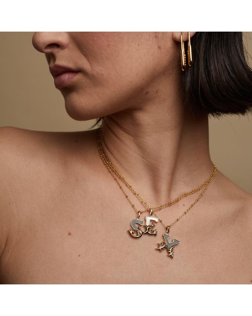 Kasun Metallic Plated S Initial Necklace With Mother Of Pearl