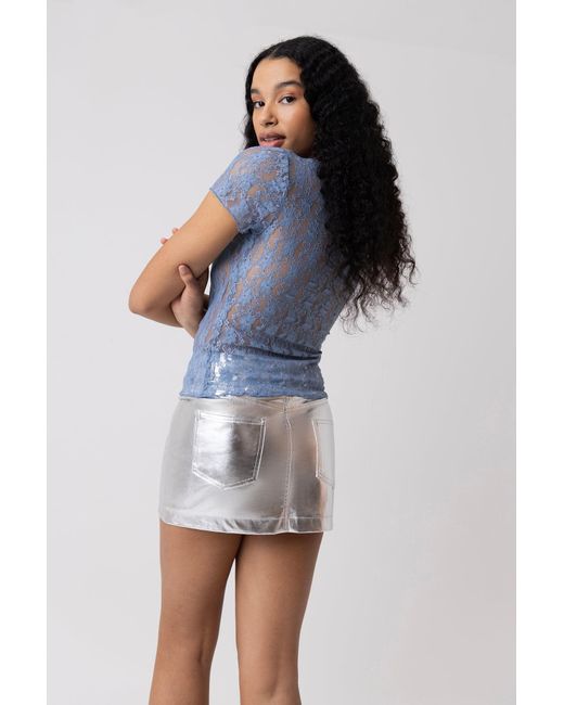 Amy Lynn Blue Orla Floral Lace Top