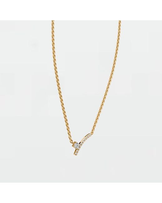 Aya Fine Jewelry Metallic Round Cut Minimalist Curved Lab Diamond Necklace