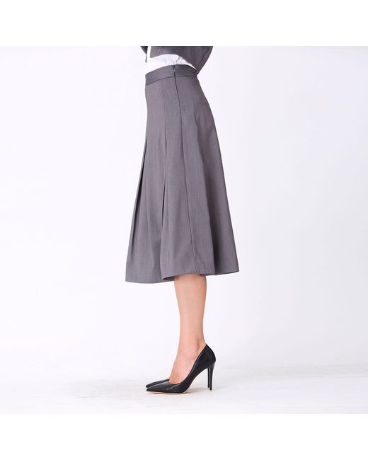 Smart and Joy Gray Flared Pleats Skirt