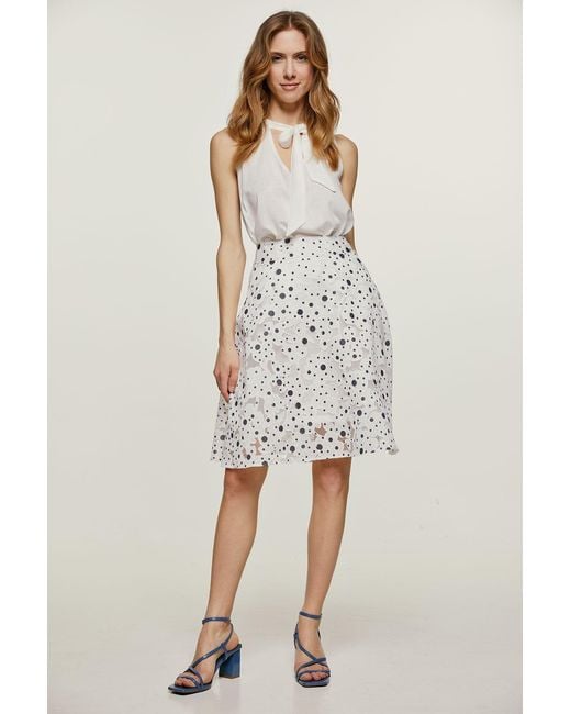 Conquista White Neutrals Ecru Tie Detail Sleeveless Top