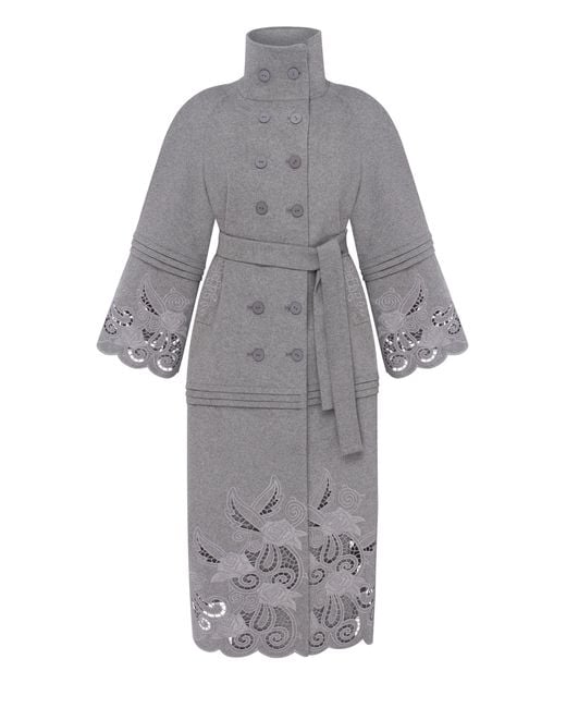 Annabo Gray Rose Eclipse Wool & Cashmere Eyelet Coat