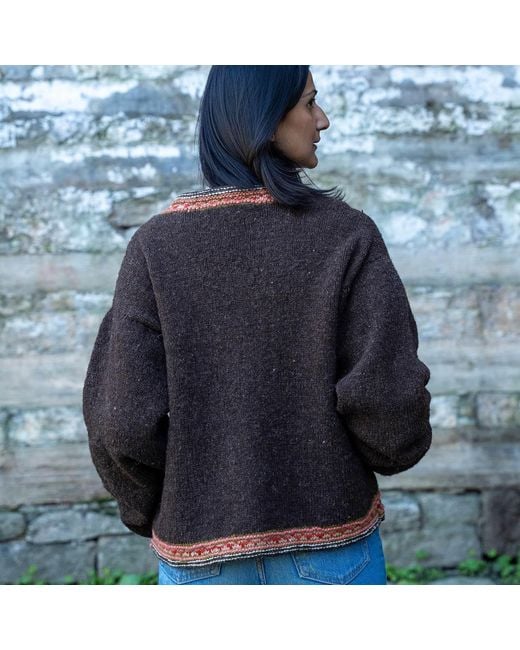 Charkha & Loom Brown Altair Wool Cardigan – Dark