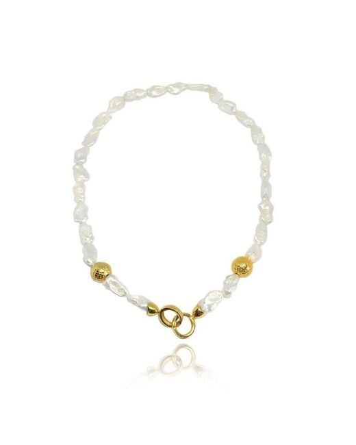 LINYA JEWELLERY Metallic Dora Pearl Necklace