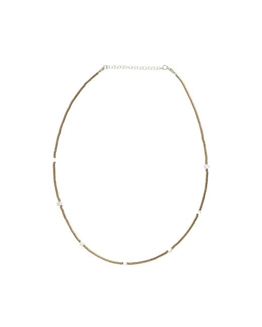 LINYA JEWELLERY Metallic Maia Sand Pearl Mini Hematite Stone Necklace