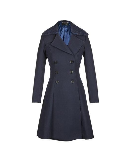 SEREN LONDON Blue Double Breasted Flared Coat