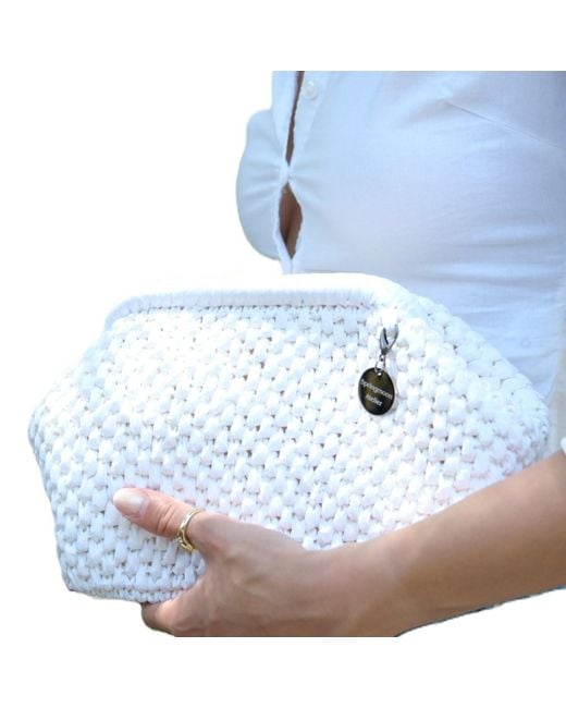 Springmoonatelier White Abudance Raffia Bag