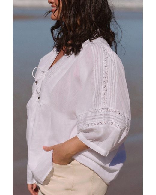Adrift Clothing White Cairo Boho Blouse