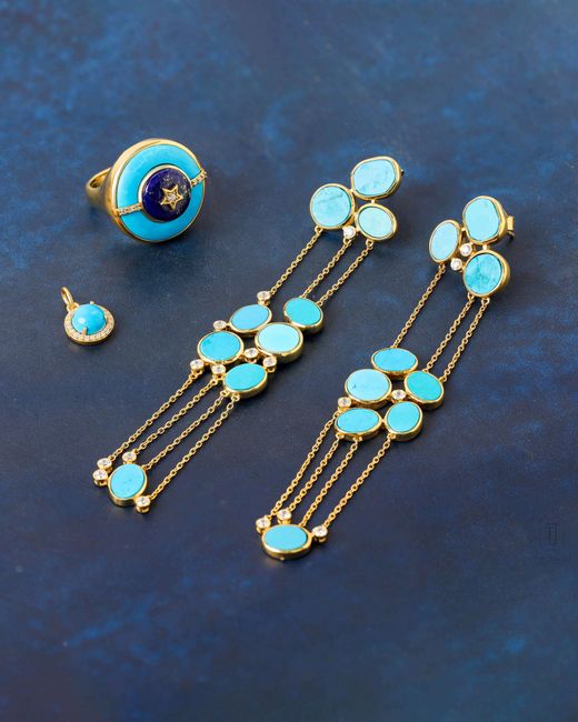 The Jewelz Blue Neutrals Nyra Disc Long Earrings