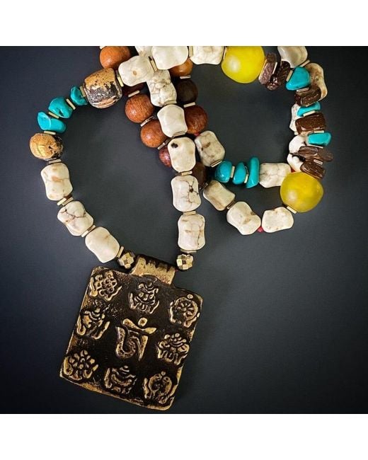 Ebru Jewelry Metallic Mystic Nepal Pendant Bohemian Beaded Necklace