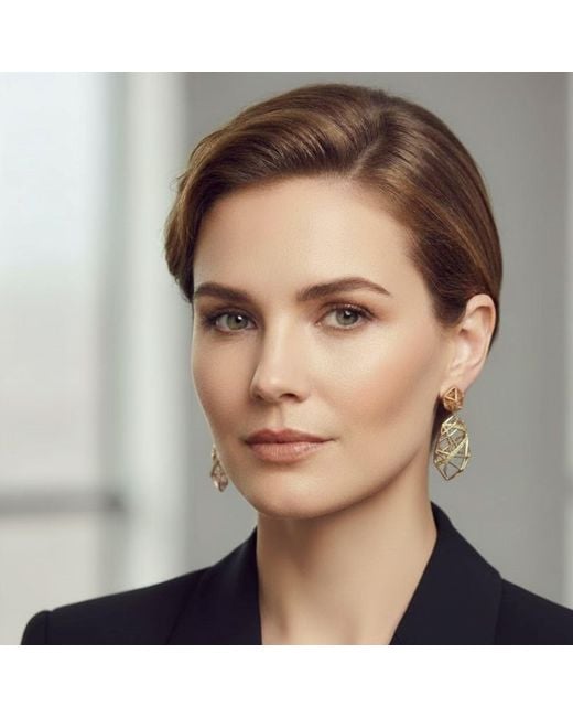 Bellus Domina Metallic Plated Crossover Citrine Earrings