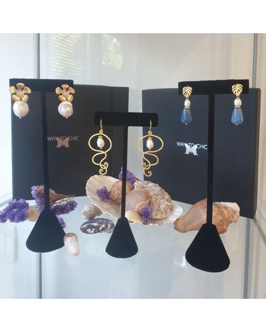 Way to Chic Multicolor Golden Bloom Baroque Pearl Earrings