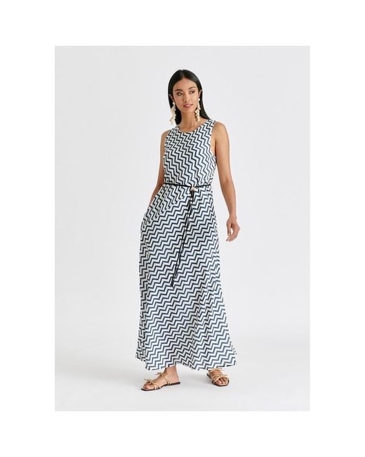Paisie Blue A-Line Midaxi Dress
