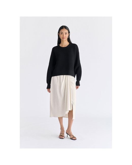 Paisie Black Cropped Ribbed Jumper