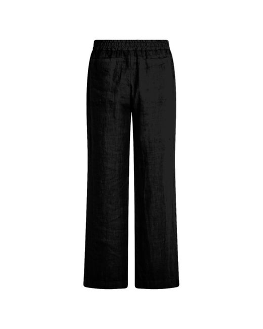 Haris Cotton Black Solid Wide Leg Linen Pants