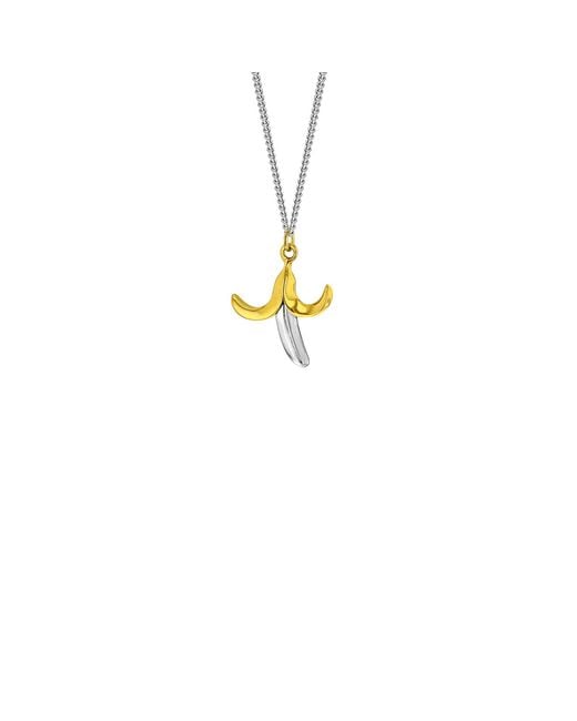 True Rocks Metallic Sterling & 18Kt-Plated 2-Tone Mini Banana Charm On Hoop for men