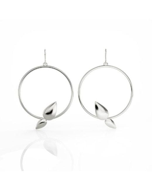 Linda Fiore Metallic Lotus Hoop Earring