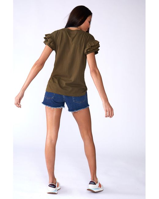 LOVETRUST Green Ella Ruffle Sleeve Tee