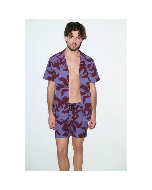 Playaluxe Purple Saint Tropez Cabana Shirt Burgundy Lilac for men
