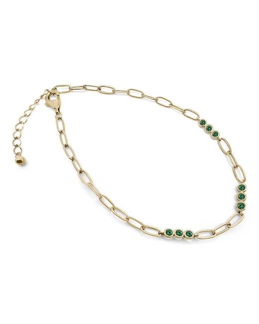 Clemence Wren Metallic Triple Emerald Gemstone Bracelet Chain